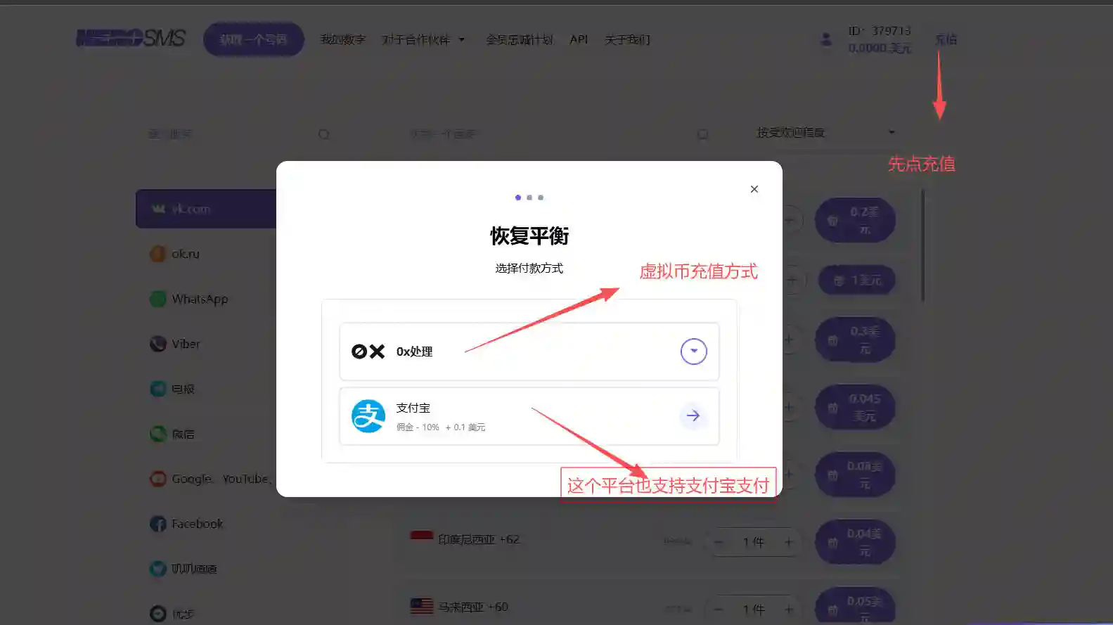HeroSMS 充值方式列表 HeroSMS 充值方式列表