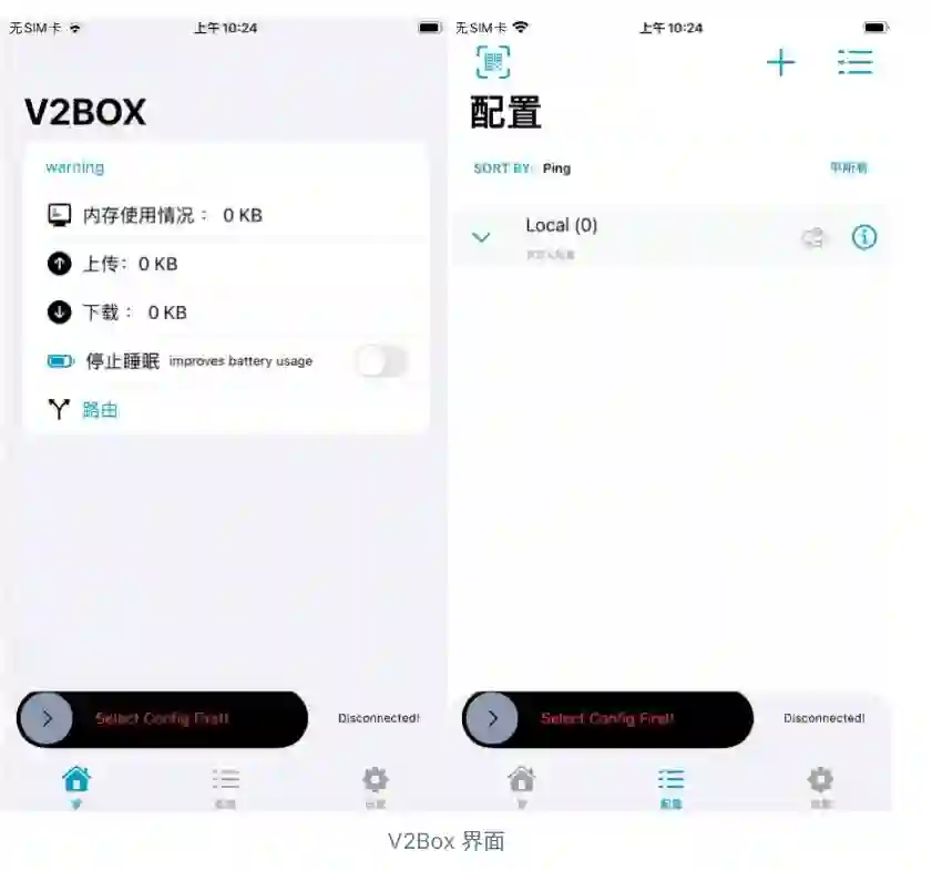 V2Box IOS APP主页面 V2Box IOS APP主页面